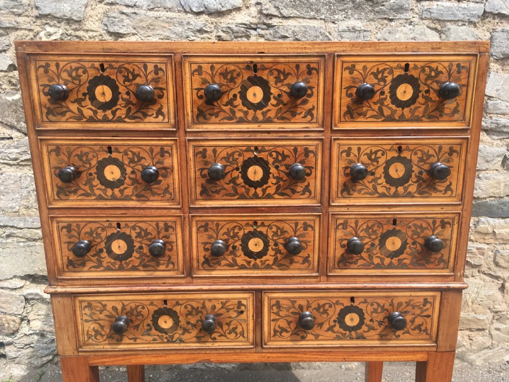 Antique Continental Marquetry Cabinet on Stand  View XI