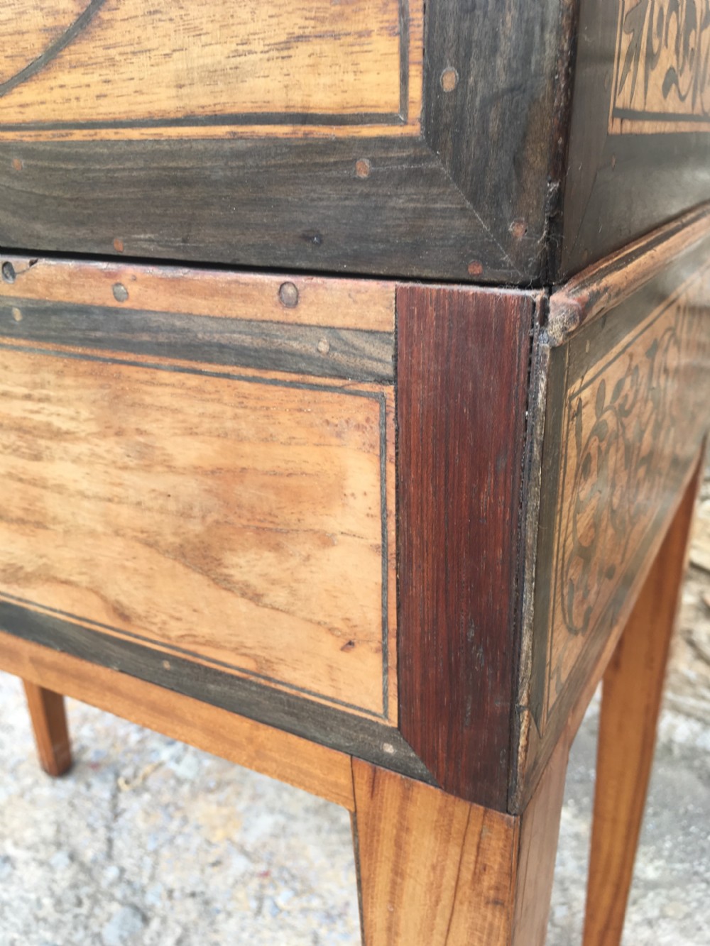 Antique Continental Marquetry Cabinet on Stand  View XVI