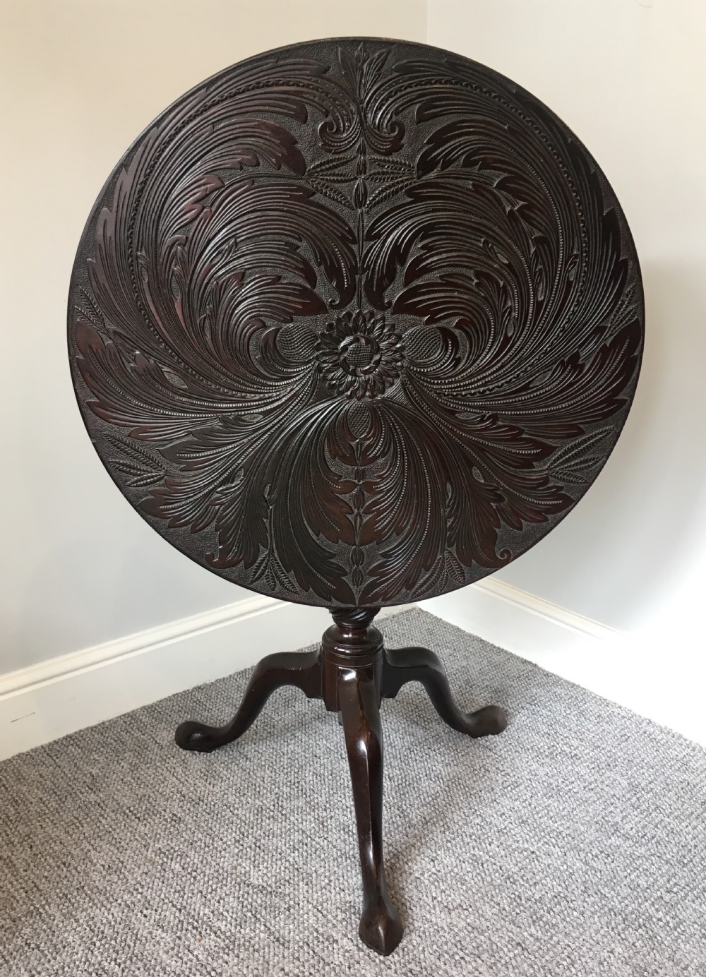 Georgian Cuban Mahogany Tilt Top Occasional Table on Birdcage Support