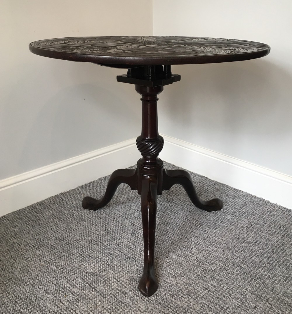 Georgian Cuban Mahogany Tilt Top Occasional Table on Birdcage Support View III