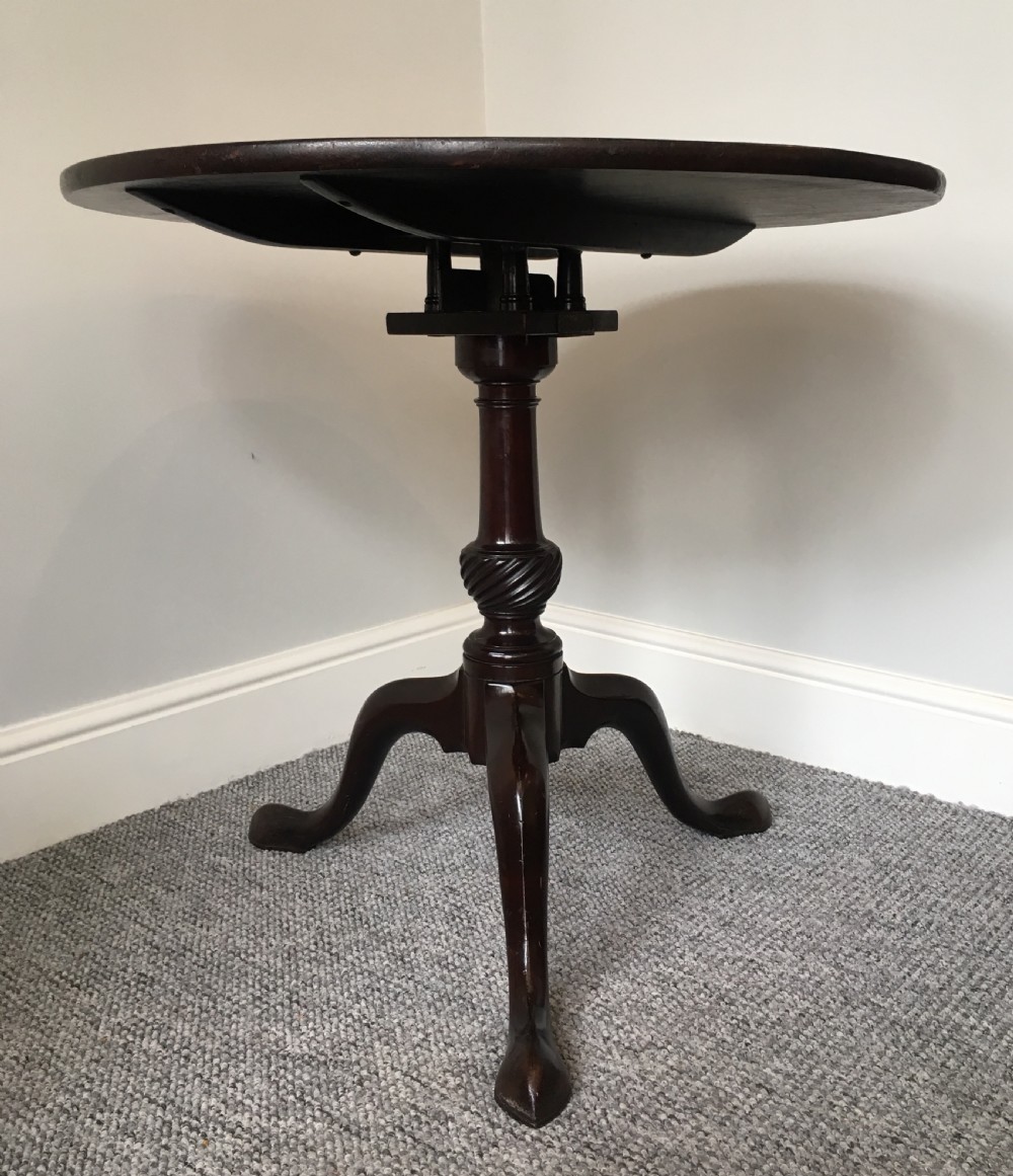 Georgian Cuban Mahogany Tilt Top Occasional Table on Birdcage Support View IX