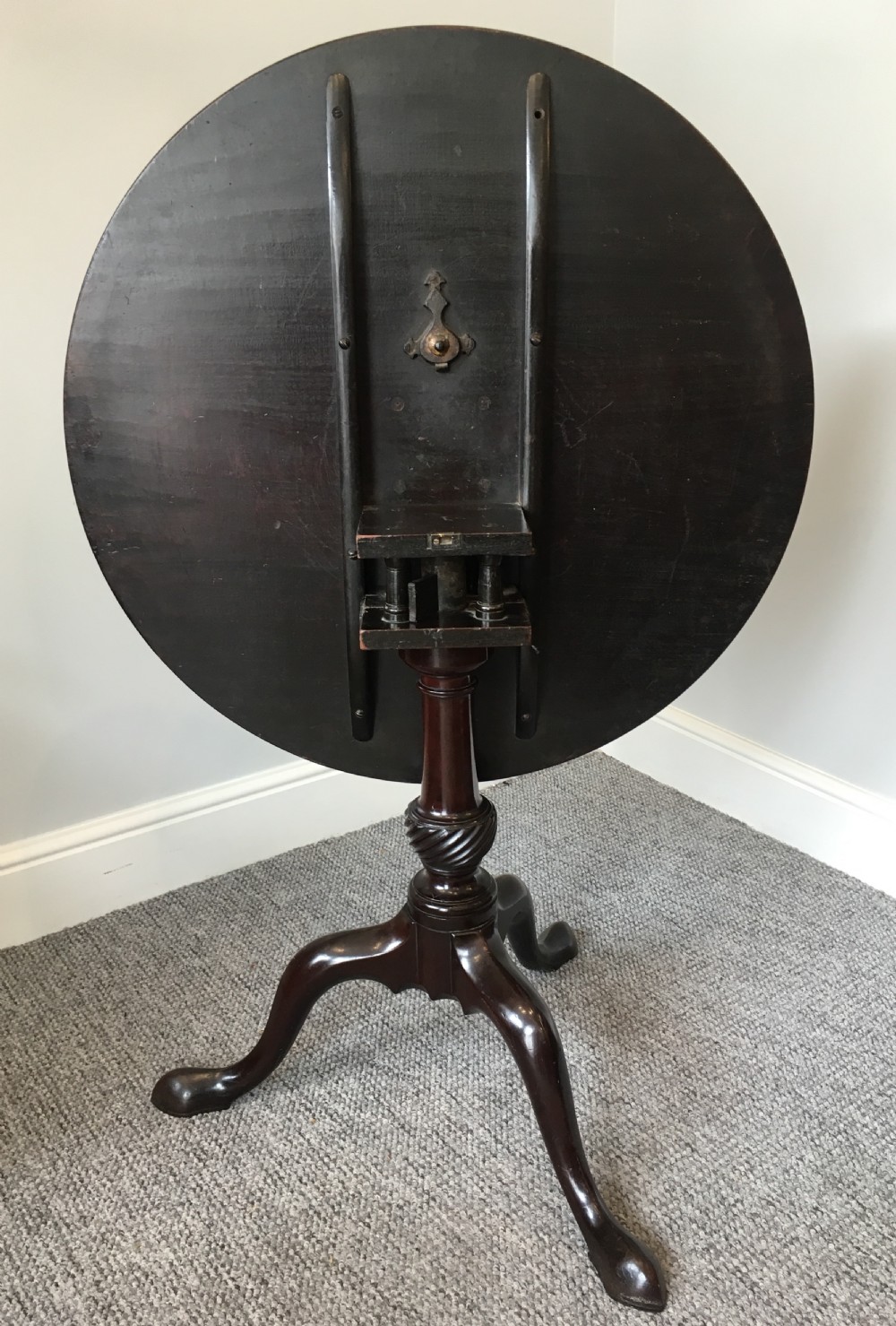 Georgian Cuban Mahogany Tilt Top Occasional Table on Birdcage Support View XII