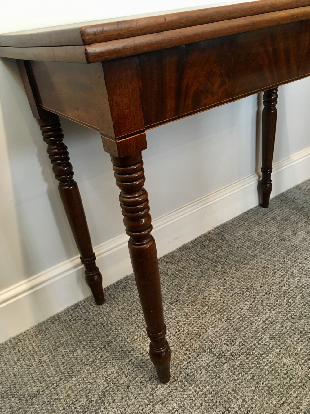 Antique Victorian Mahogany Fold Over Tea Table View IV