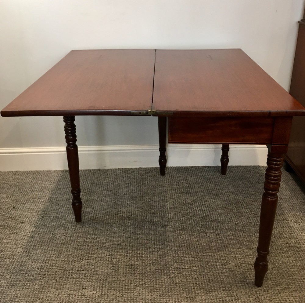 Antique Victorian Mahogany Fold Over Tea Table View X