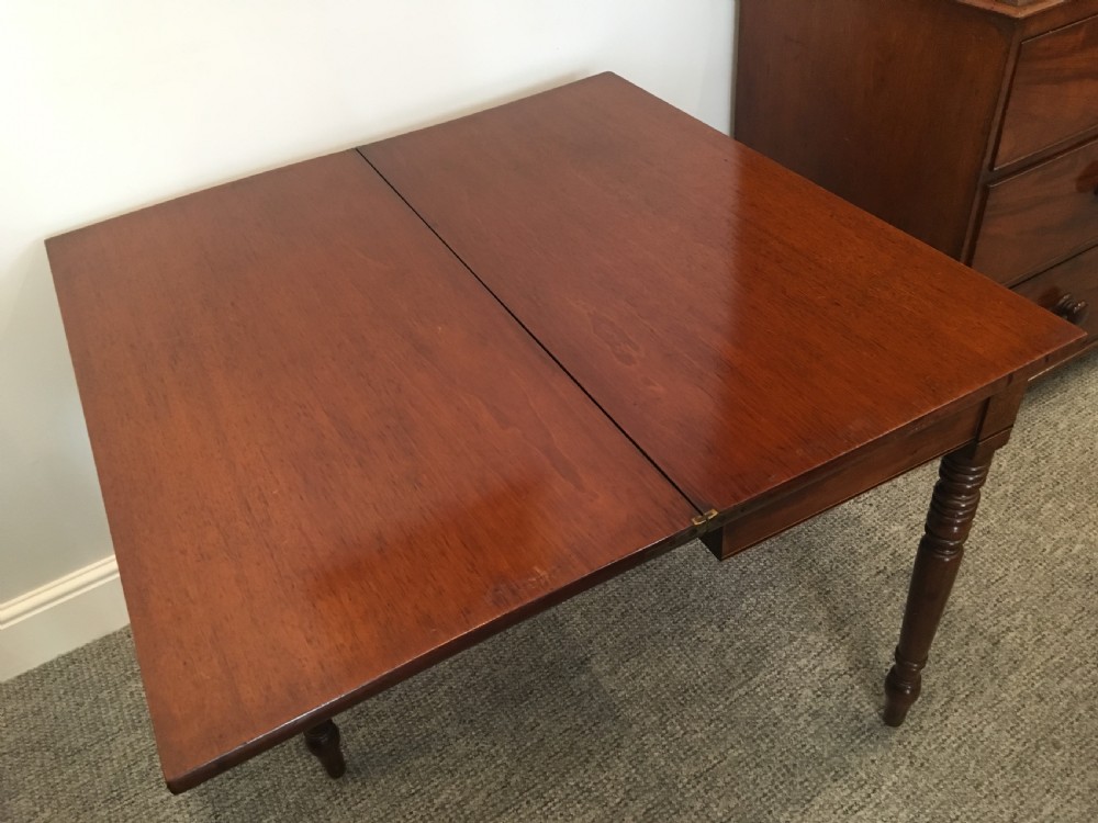 Antique Victorian Mahogany Fold Over Tea Table View XII