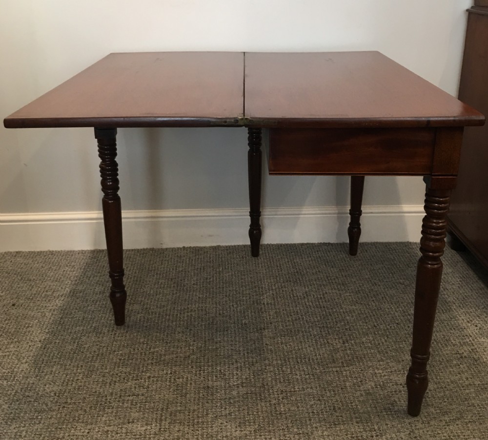 Antique Victorian Mahogany Fold Over Tea Table View XIII