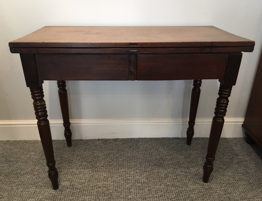 Antique Victorian Mahogany Fold Over Tea Table View XV