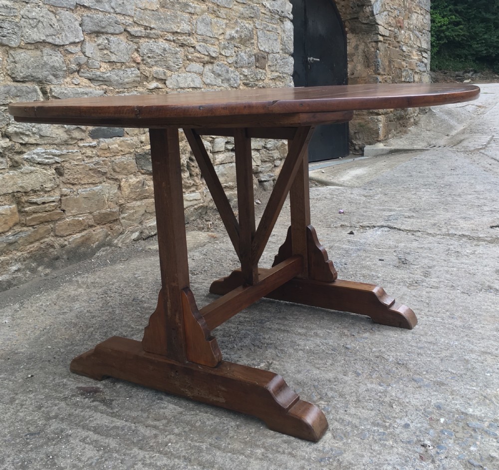 Large Antique French Fruitwood Vendange Table View IV
