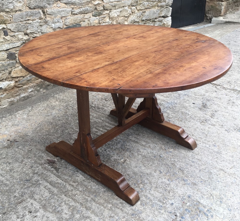 Large Antique French Fruitwood Vendange Table View V