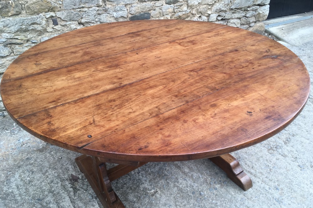 Large Antique French Fruitwood Vendange Table View VI