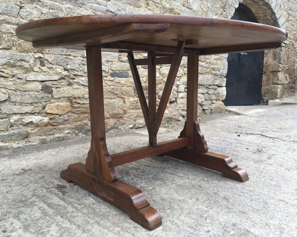 Large Antique French Fruitwood Vendange Table View VII