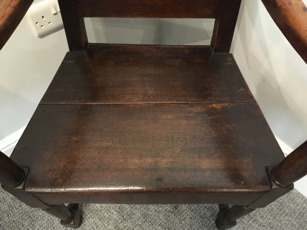 Antique Oak Panel Back Armchair View VIII