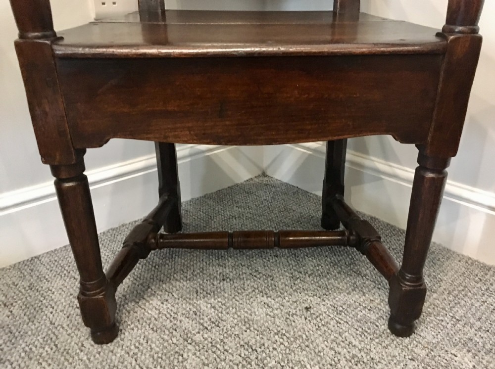 Antique Oak Panel Back Armchair View IX