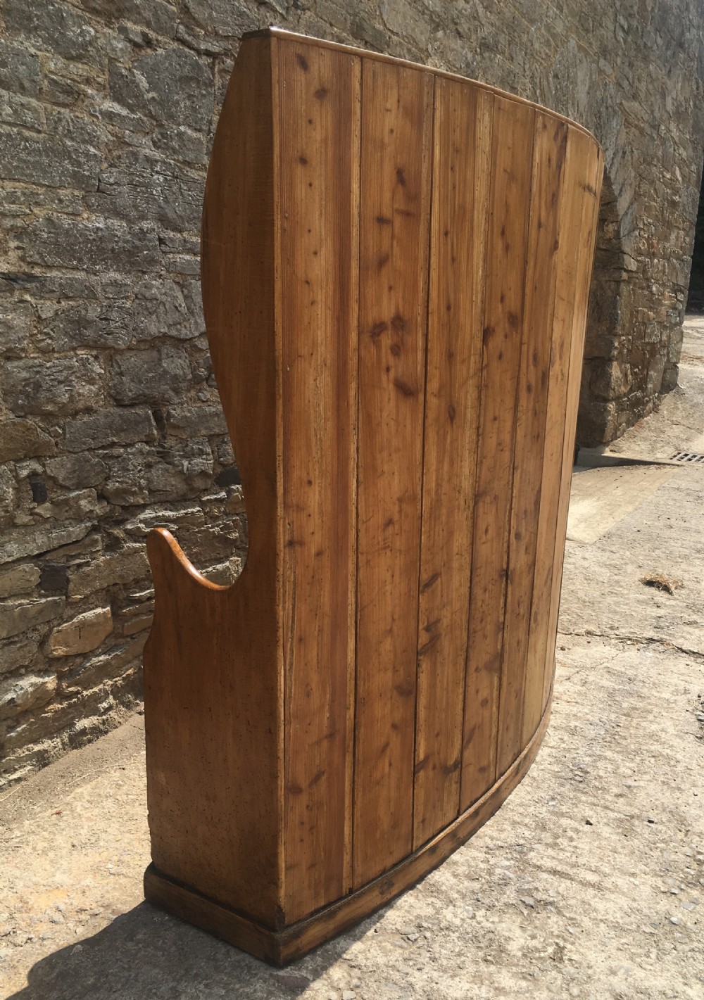 Large Antique Pine High Back Curved Box Settle View XII