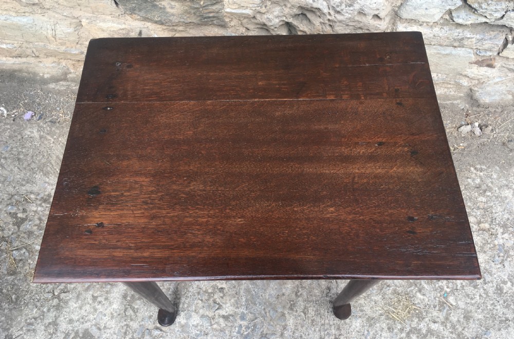 Small Early Georgian Oak Pad Foot Side Table  View V