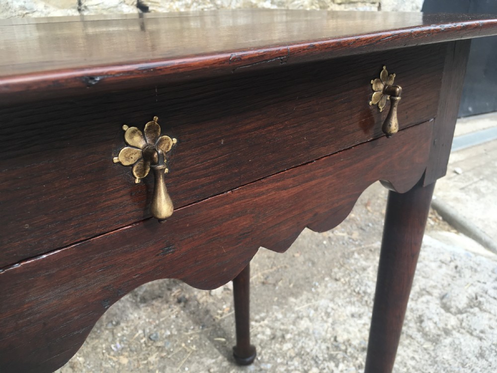 Small Early Georgian Oak Pad Foot Side Table  View VI