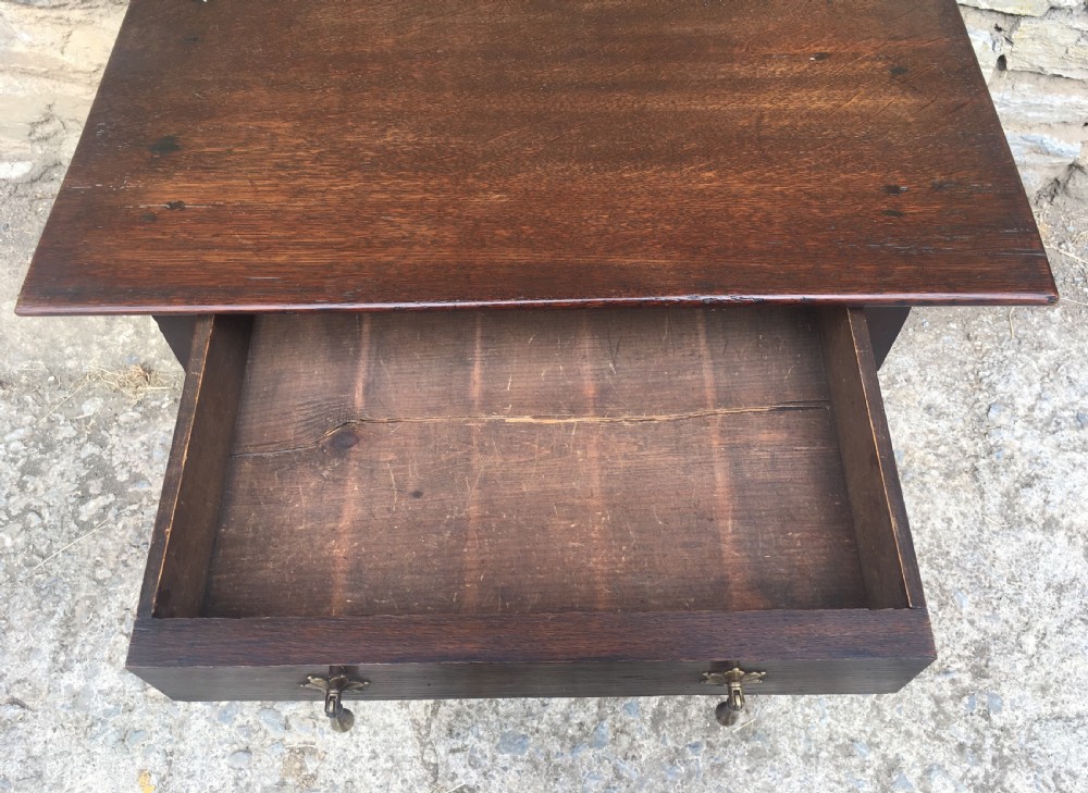 Small Early Georgian Oak Pad Foot Side Table  View VII