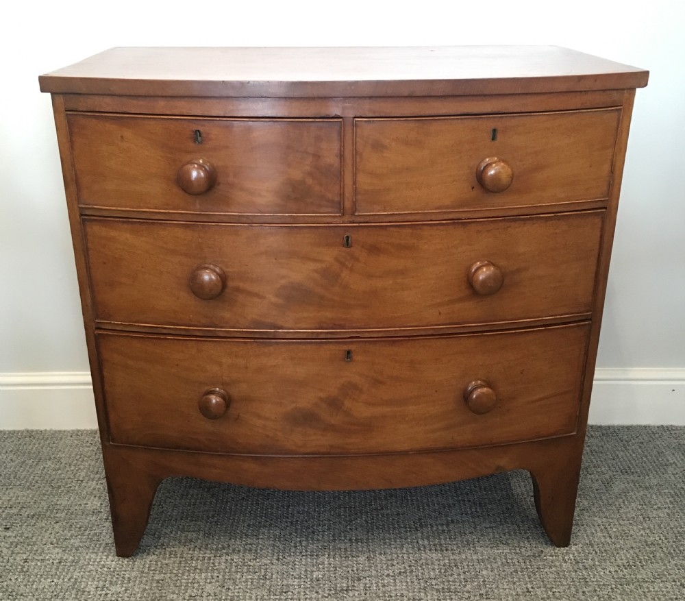 Small Georgian Mahogany Bow Front Chest of Drawers View V