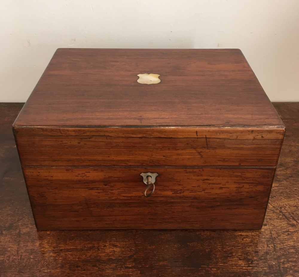 Victorian Rosewood Vanity Box with Silver Plated Bottles and Jewellery Drawer View XIII