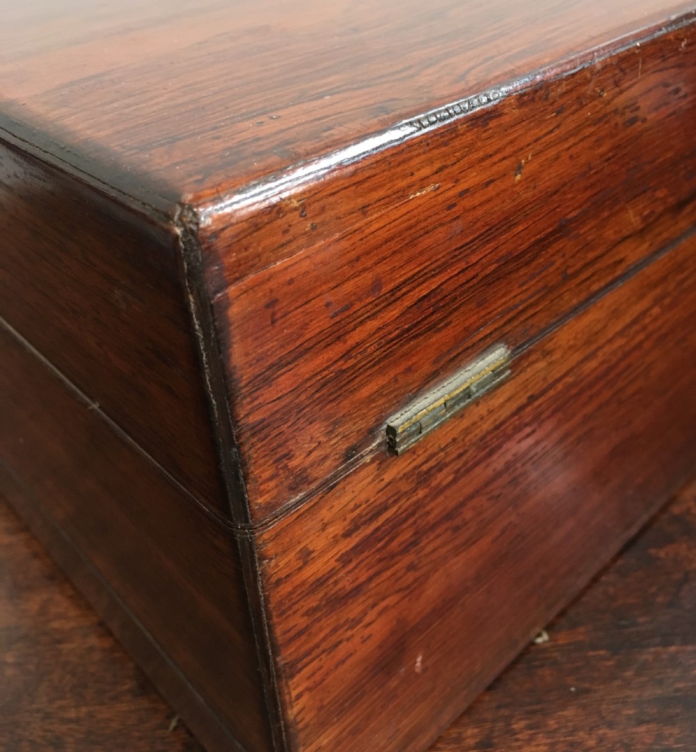 Victorian Rosewood Vanity Box with Silver Plated Bottles and Jewellery Drawer View XV