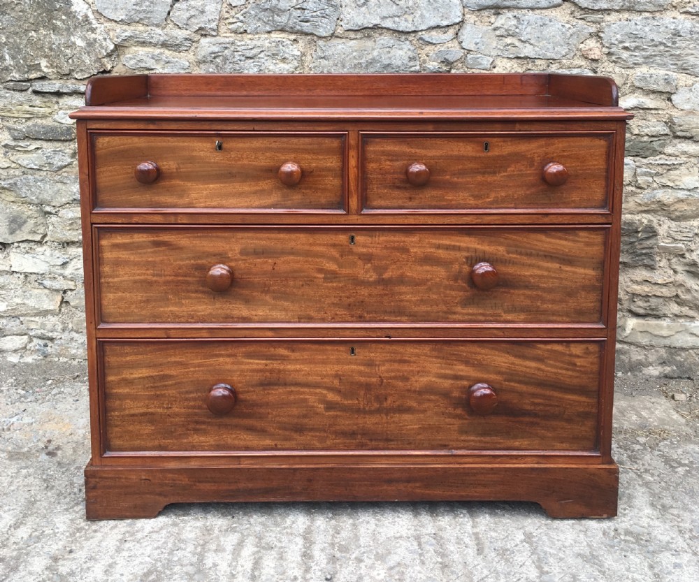 Antique Victorian Mahogany Chest of Drawers with Gallery
