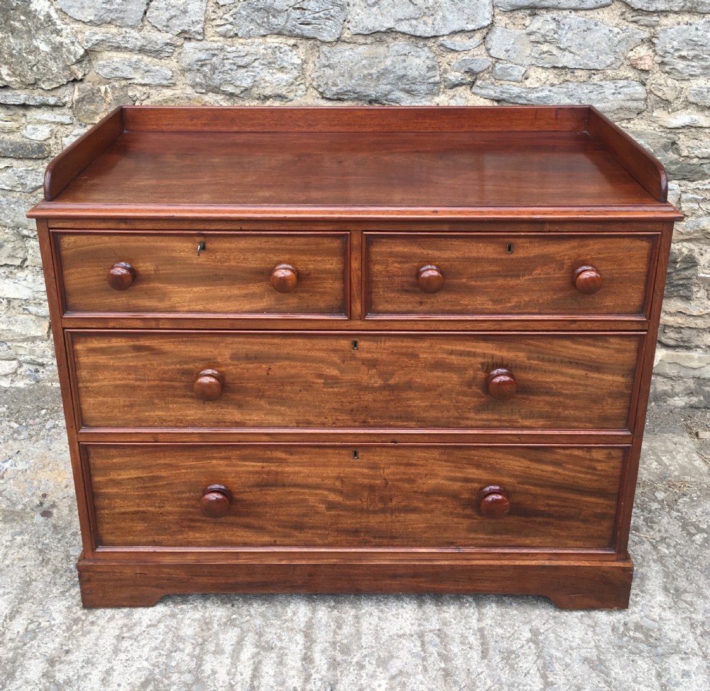 Antique Victorian Mahogany Chest of Drawers with Gallery View II