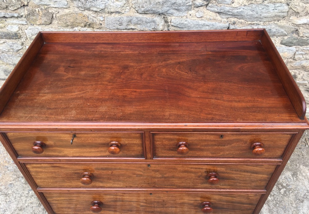 Antique Victorian Mahogany Chest of Drawers with Gallery View V