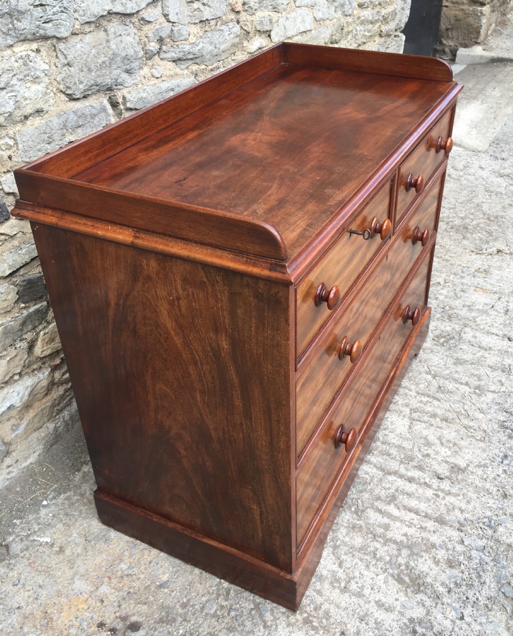 Antique Victorian Mahogany Chest of Drawers with Gallery View VII