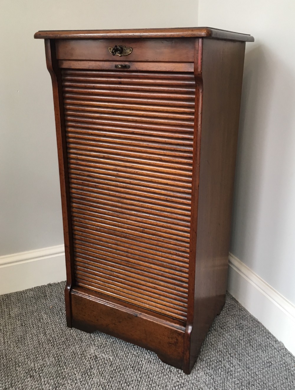 Antique Mahogany Tambour Fronted Filing Cabinet View IV