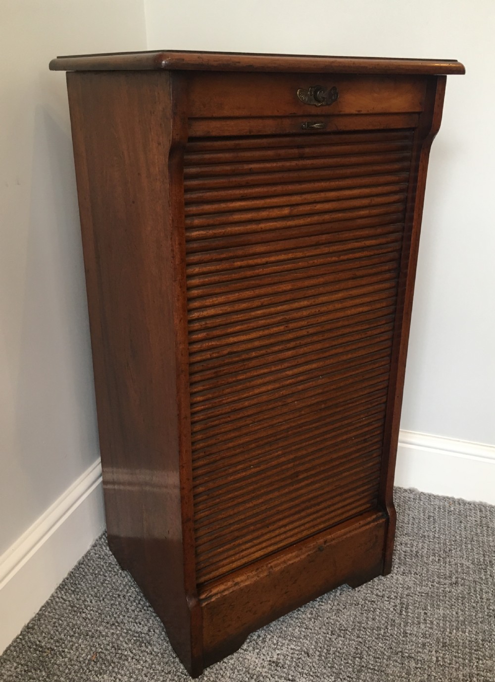 Antique Mahogany Tambour Fronted Filing Cabinet View IX
