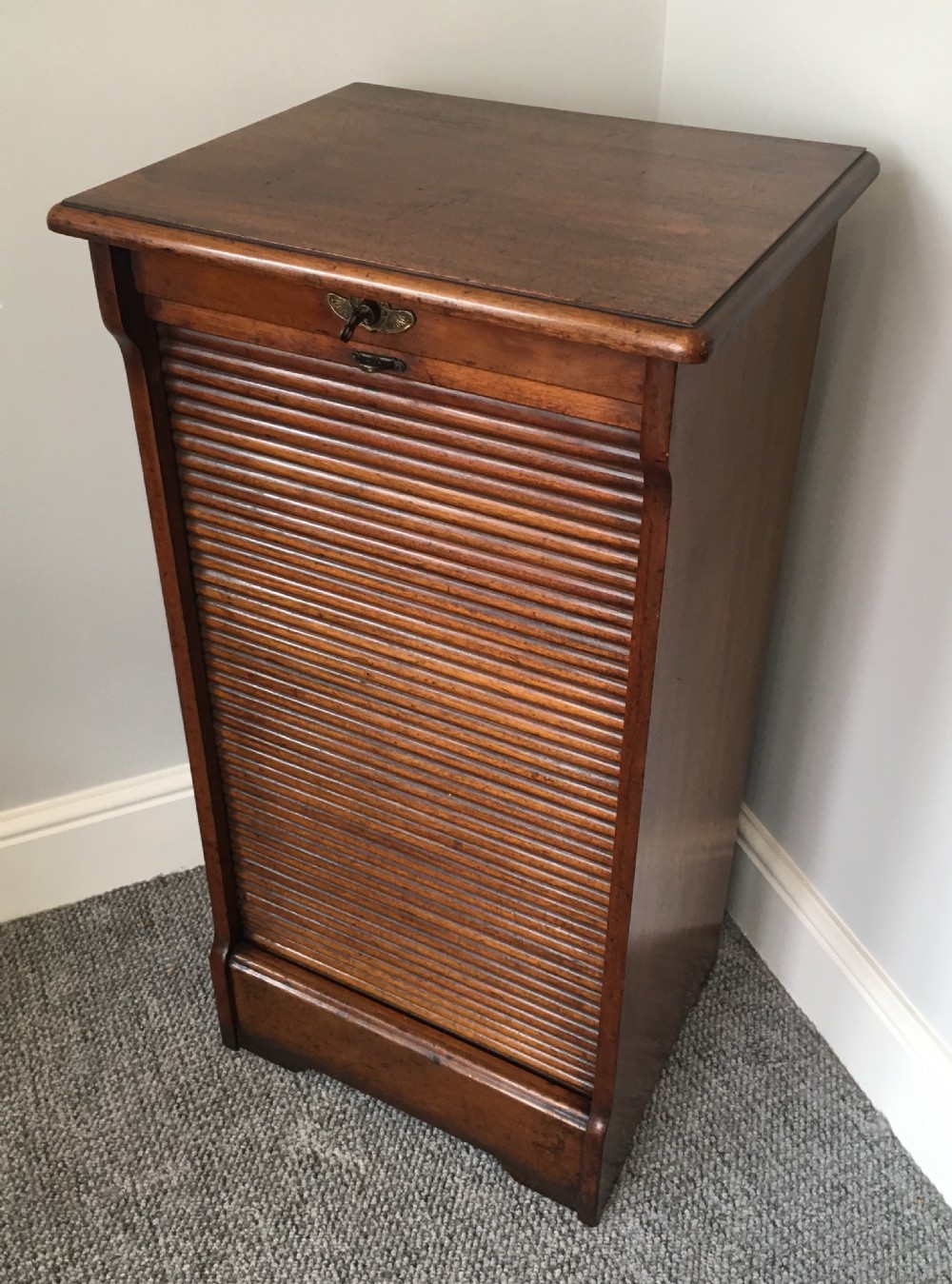 Antique Mahogany Tambour Fronted Filing Cabinet View XI