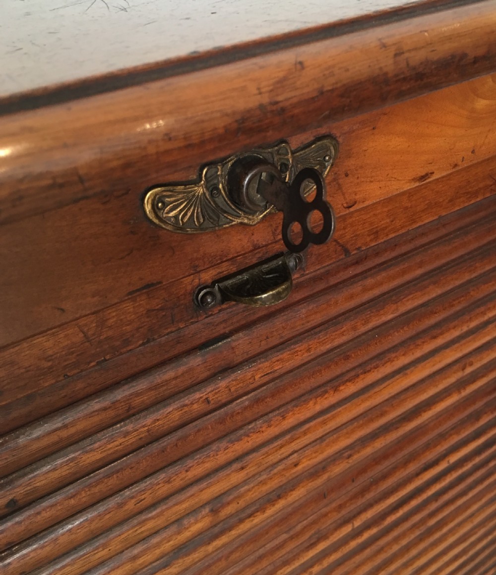 Antique Mahogany Tambour Fronted Filing Cabinet View XII