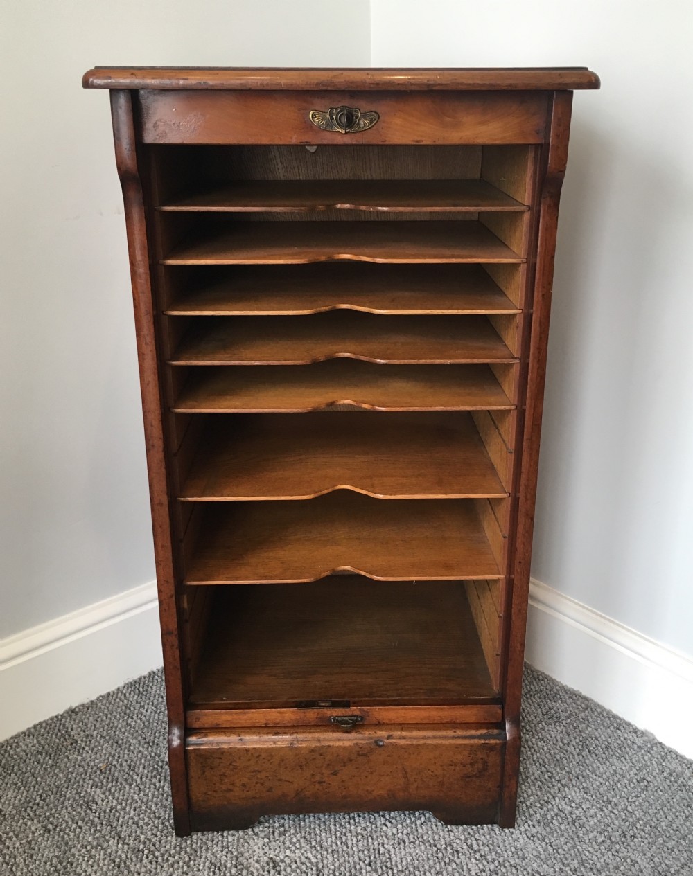 Antique Mahogany Tambour Fronted Filing Cabinet View XIII