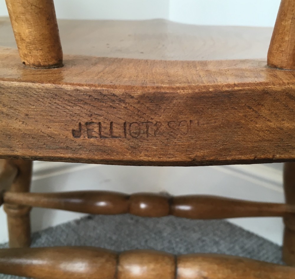 Antique Beech Smokers Bow Armchair by J Elliot and Son View IV