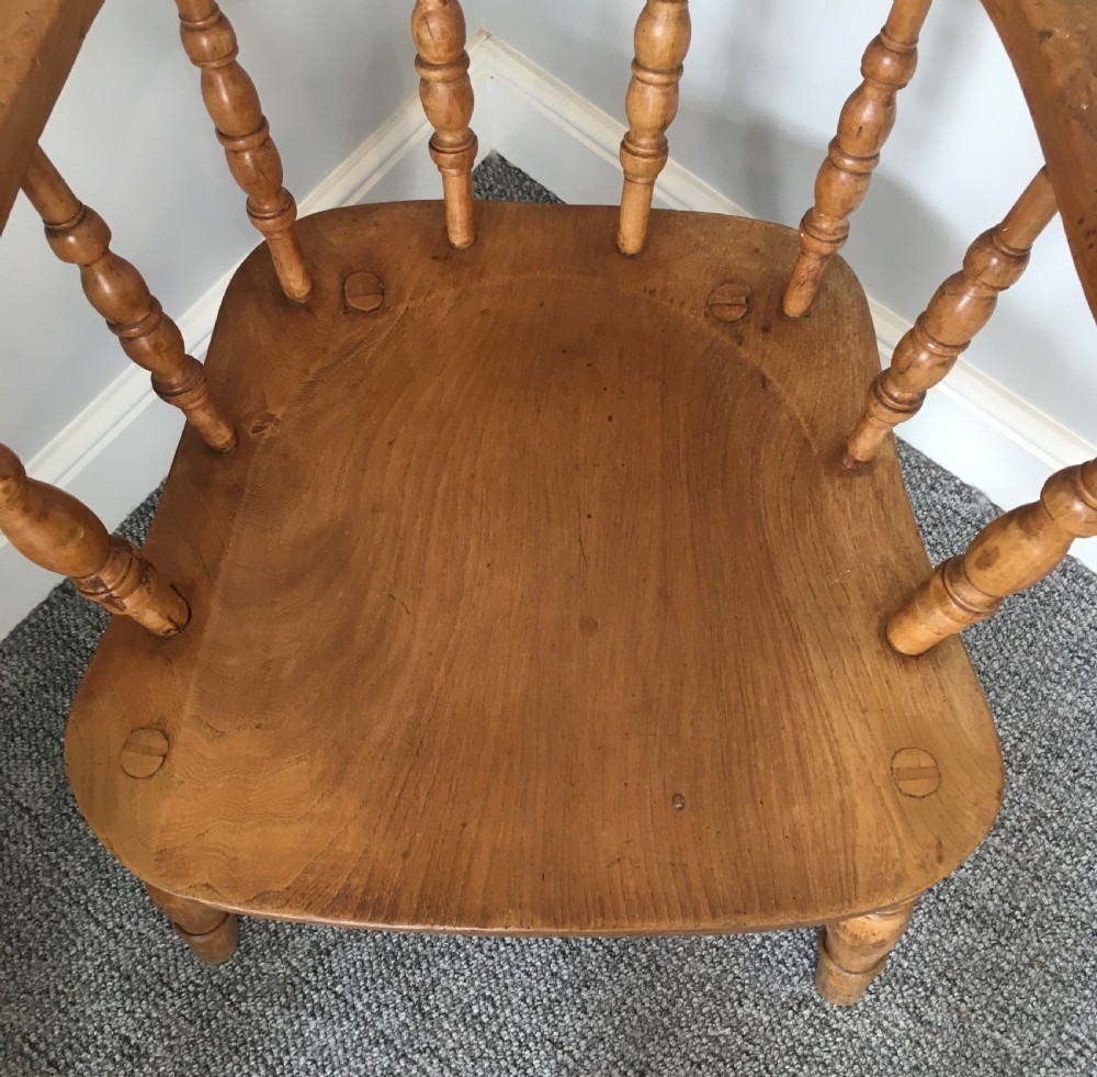 Antique Beech Smokers Bow Armchair by J Elliot and Son View IX