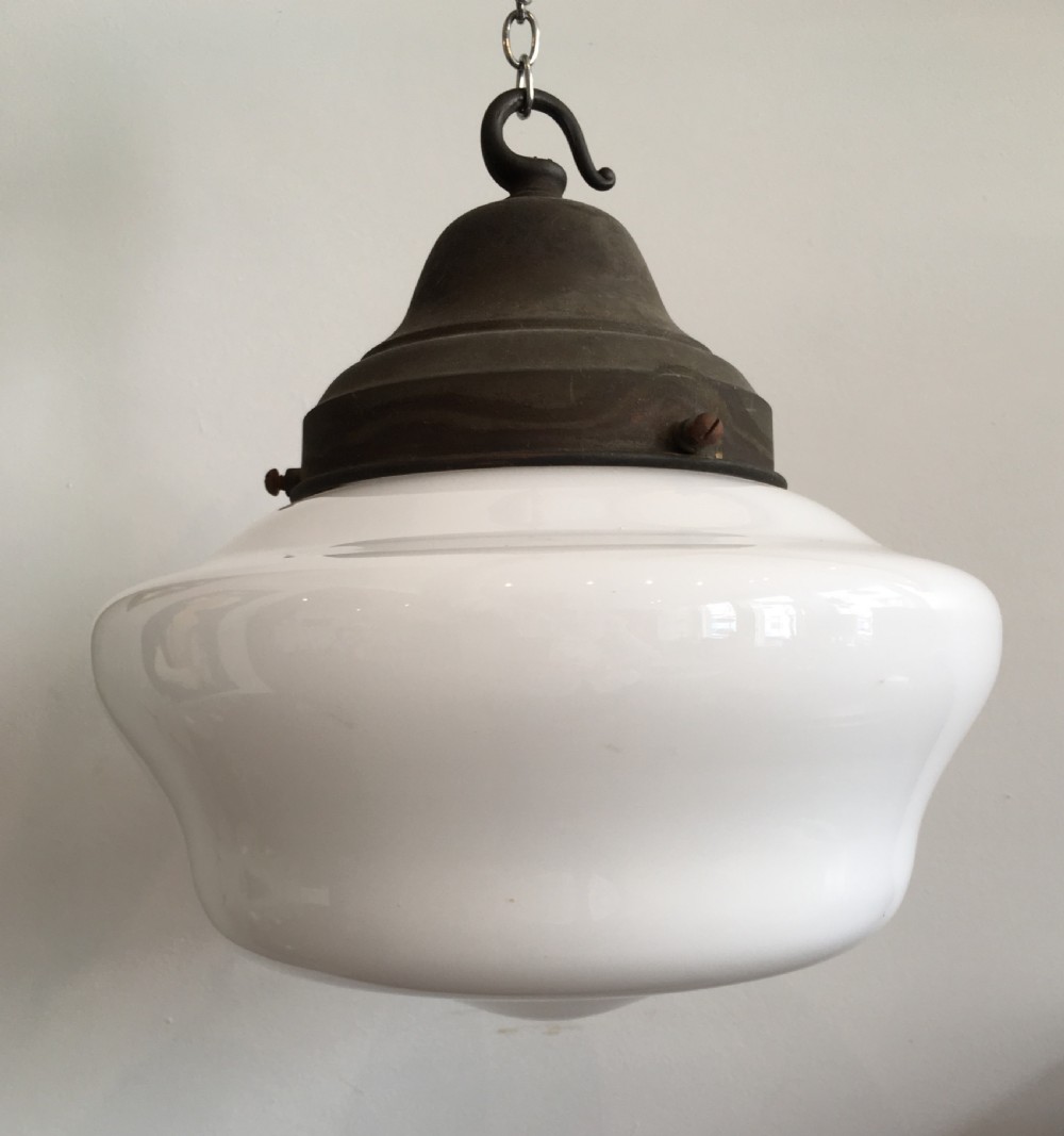 Antique Opaline Glass Pendant Light