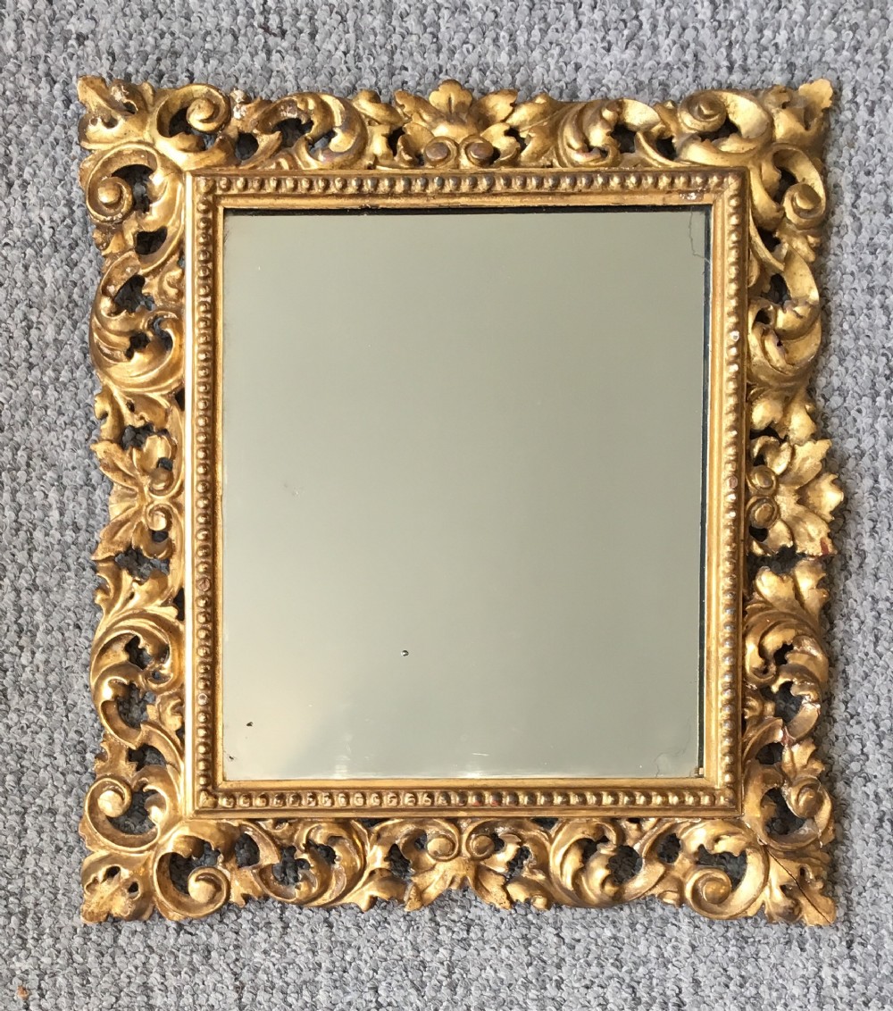 Small Antique 19th Century Carved Gilded Florentine Mirror