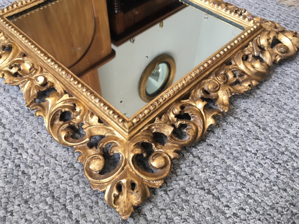 Small Antique 19th Century Carved Gilded Florentine Mirror View III