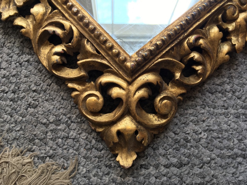 Small Antique 19th Century Carved Gilded Florentine Mirror View IV