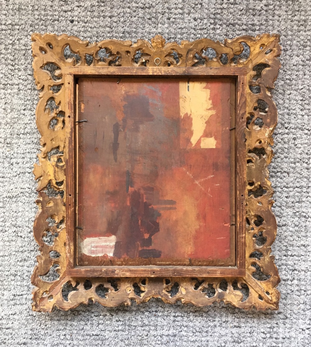 Small Antique 19th Century Carved Gilded Florentine Mirror View IX
