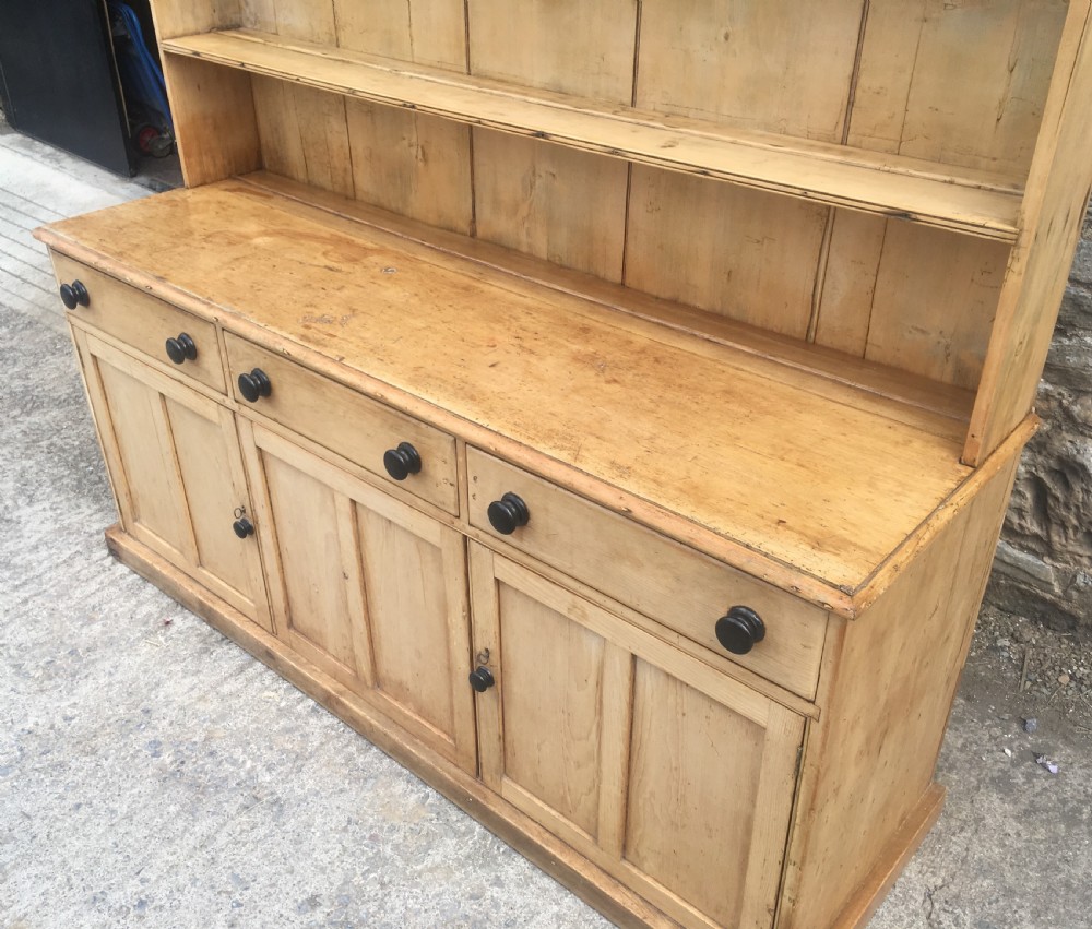 Huge Antique Georgian Stripped Pine Westcountry Dresser View VI