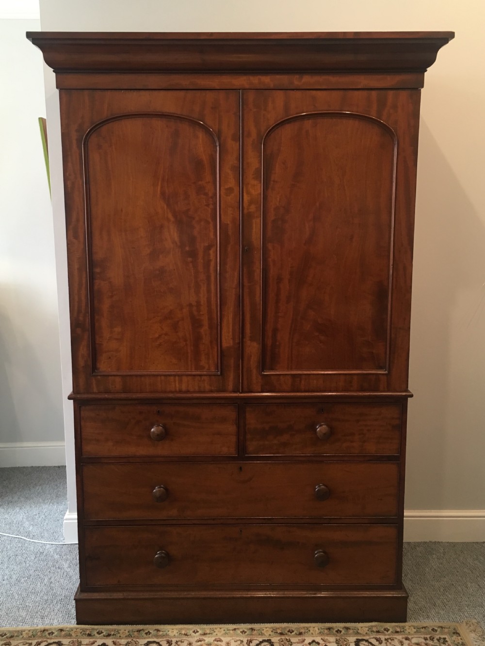 Antique Victorian Mahogany Linen Press Cupboard