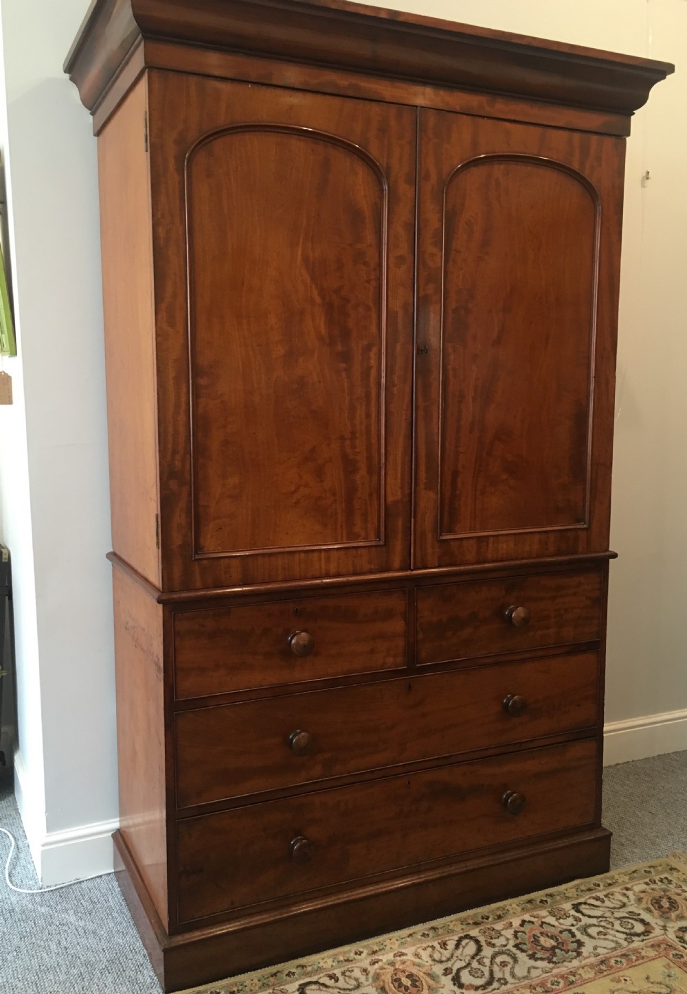 Antique Victorian Mahogany Linen Press Cupboard View III
