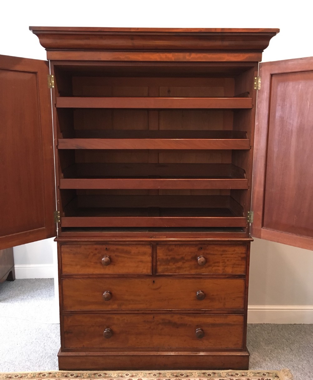 Antique Victorian Mahogany Linen Press Cupboard View VII
