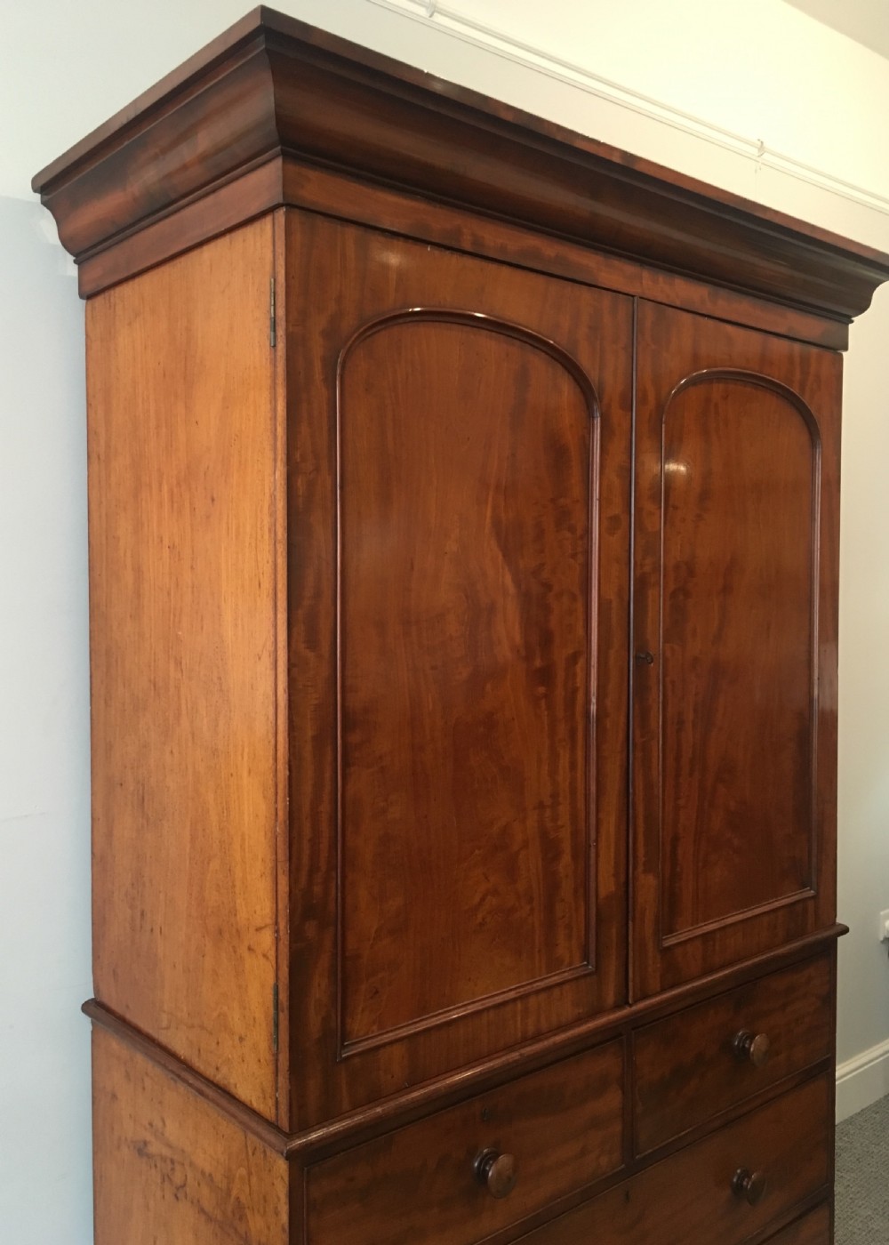Antique Victorian Mahogany Linen Press Cupboard View VIII