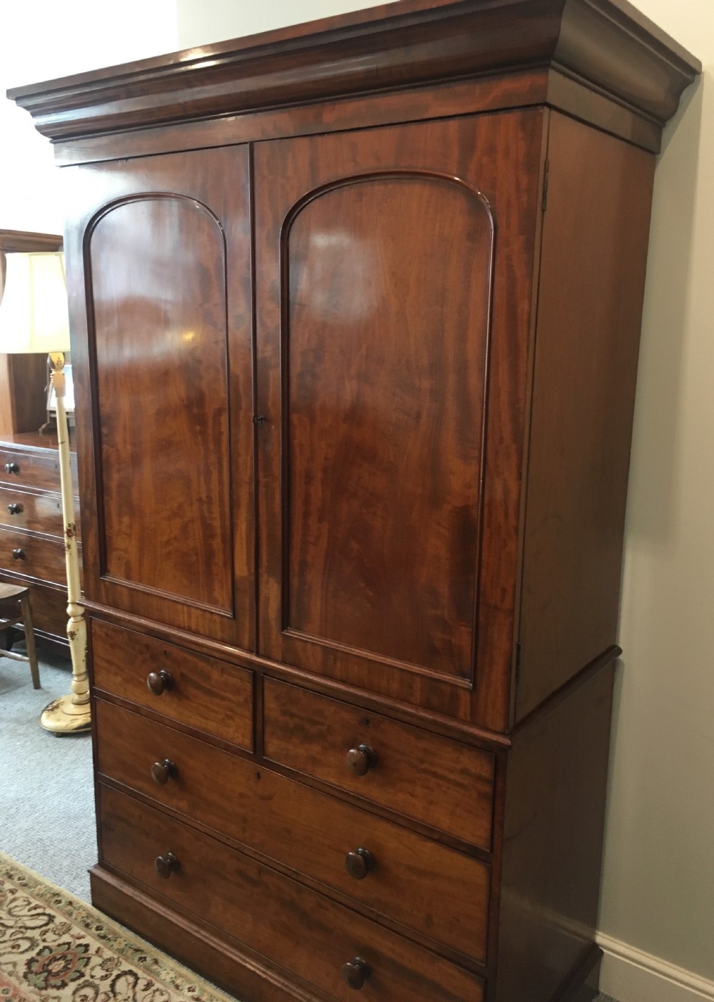 Antique Victorian Mahogany Linen Press Cupboard View IX