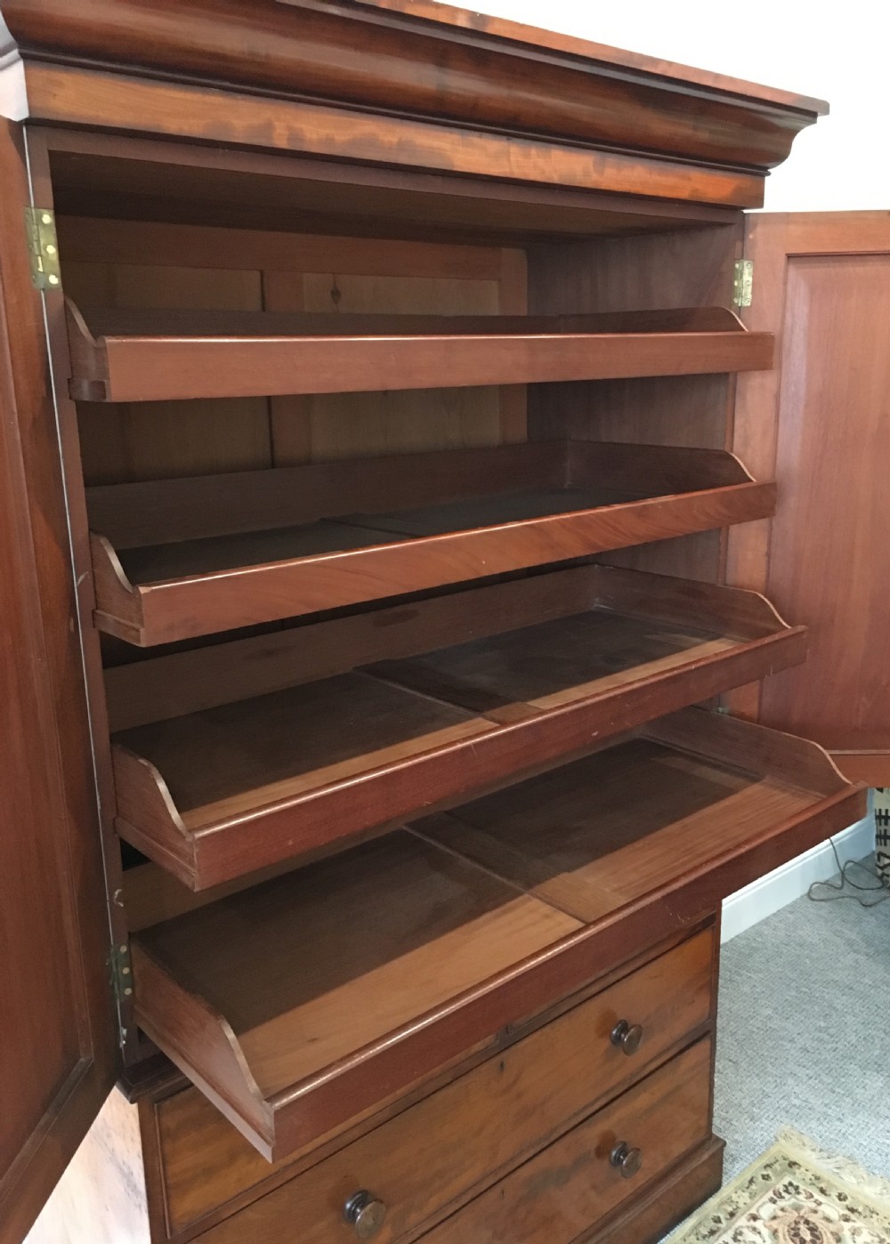 Antique Victorian Mahogany Linen Press Cupboard View XI