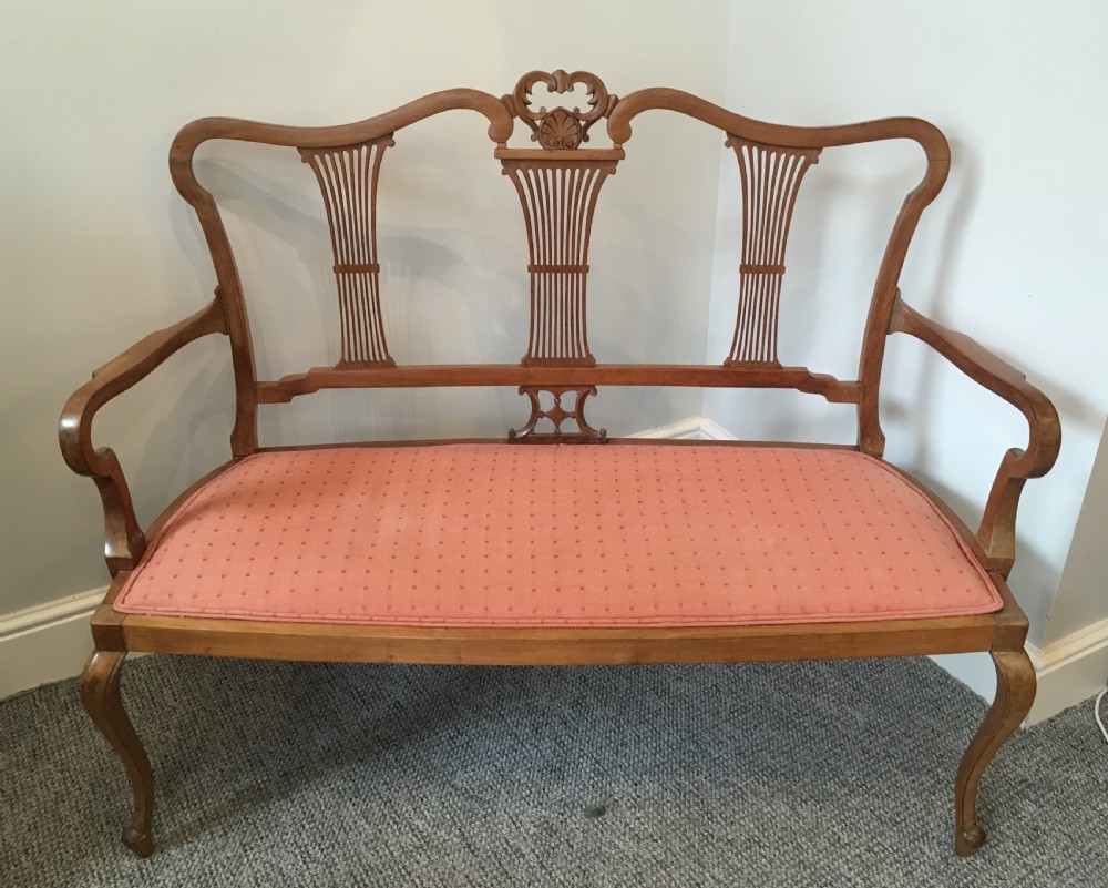 Edwardian Mahogany Two Seat Salon Setee
