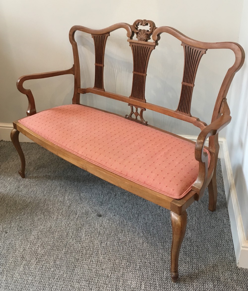 Edwardian Mahogany Two Seat Salon Setee View II