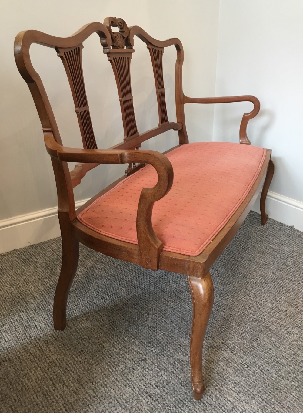Edwardian Mahogany Two Seat Salon Setee View III